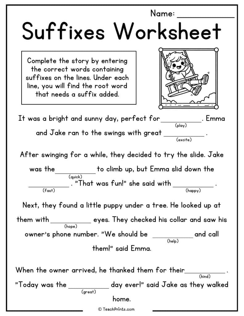 Suffix Worksheet