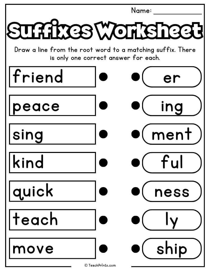 Suffix Worksheet