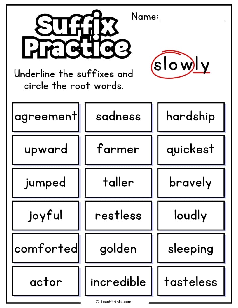 suffix worksheet