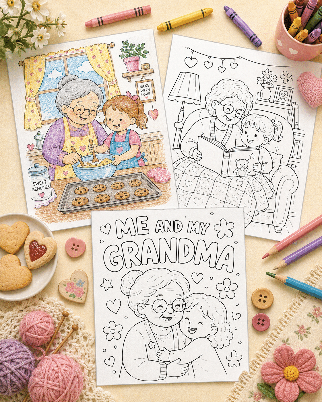 Free printable Grandma and Me coloring pages for kids